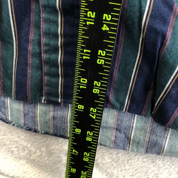 Van Heusen Mens 417 Shirt Medium Long Sleeve Pinstriped Green Button Down Casual - Picture 4 of 9